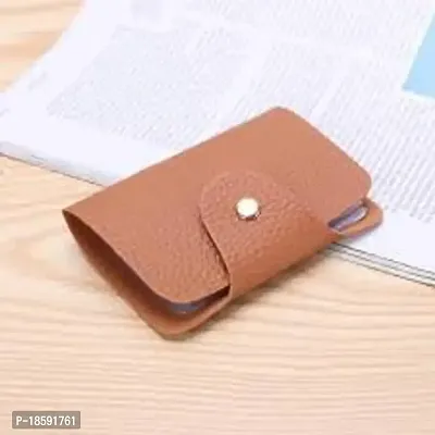 Designer Brown Artificial Leather Solid Card Holder For Men