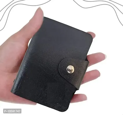 Designer Black Artificial Leather Solid Card Holder For Men