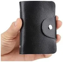 Designer Black Artificial Leather Solid Card Holder For Men-thumb2