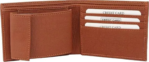 Designer Brown Rexine Solid Two Fold Wallet For Men-thumb2
