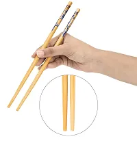 Set of 5 Pairs Designer Natural Round Bamboo Reusable Chopsticks, Size 9.5 Inch (Color and Design May Vary)-thumb2