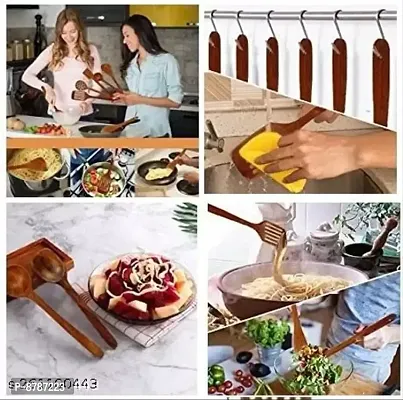 set of 5 handmade wooden cooking and serving tools 10 inches-thumb2