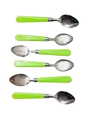 6pcs  Half Plastic Half Steel  Spoons Stainless Steel  with Plastic Handle (Assorted Color)-thumb3