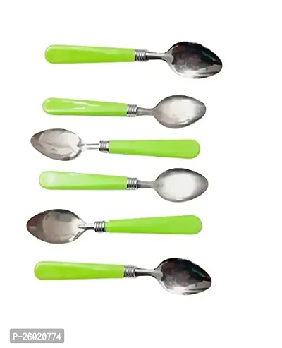 6pcs  Half Plastic Half Steel  Spoons Stainless Steel  with Plastic Handle (Assorted Color)-thumb4
