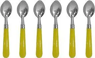 6pcs  Half Plastic Half Steel  Spoons Stainless Steel  with Plastic Handle (Assorted Color)-thumb1