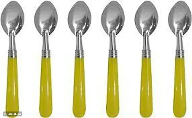 6pcs  Half Plastic Half Steel  Spoons Stainless Steel  with Plastic Handle (Assorted Color)-thumb2