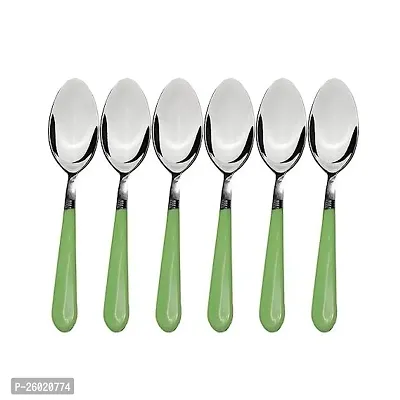 6pcs  Half Plastic Half Steel  Spoons Stainless Steel  with Plastic Handle (Assorted Color)-thumb3