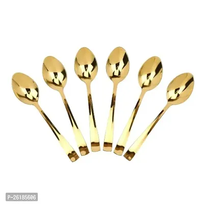 6 pieces Golden Premium Spoons for Home  Kitchen, Luxury Dining Tableware Gift for House Warming