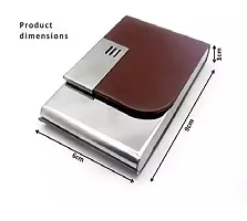 Brown Rock Card Holder Luxury PU Leather  Stainless Steel Multi Card Case,Business Name Card Holder Wallet Credit Card ID Case Holder for Men  Women-thumb1