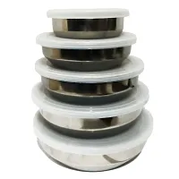 Set of  5-Pieces Stainless Steel  Lid Bowl Storage containers ,Food Storage Containers for Kitchen Office-thumb3