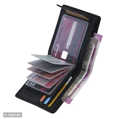 Designer Black Rexine Solid Two Fold Wallet For Men