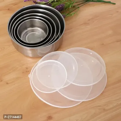 5 Pieces  Steel Bowl Set With Plastic Lid- Containers Ideally Used For Storage And Serving Kitchen Food Items Like Dry fruits, Snacks, Dishes, Curries-thumb4