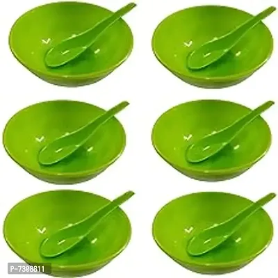Top Ware Maggi Bowl Set Of 6 With 6 Spoons Green Best Birthday Return Gift-thumb4
