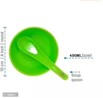 Top Ware Maggi Bowl Set Of 6 With 6 Spoons Green Best Birthday Return Gift-thumb3