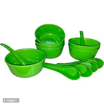 Top Ware Maggi Bowl Set Of 6 With 6 Spoons Green Best Birthday Return Gift-thumb5