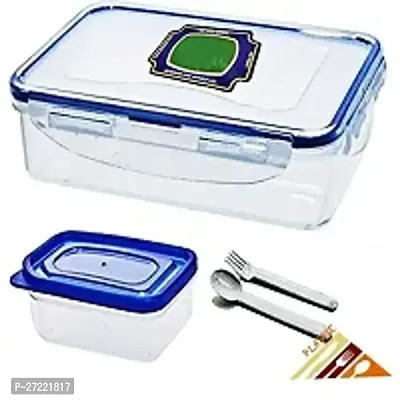 500 ML Microwave safe Kids Lunch Box with  1 Spoon + 1 Fork | Clip Lock Tiffin Box for School  Office