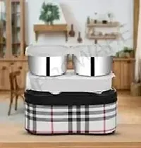 Top Ware Stainless Steel Fit Double Decker Insulated Lunch Box Set For Office Men Women School Kids With Bag Cover-thumb1