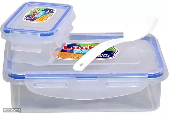 500 ML Kids Lock Seal Plastic Lunch Box Mix Color With Fork And Spo Microwave Safe-thumb4