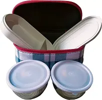 Buy 1 get 1 lunch jagdamba lunchbox - 3 containers and designer zip Bag-thumb2