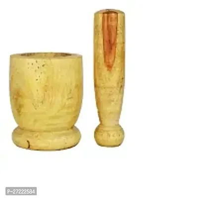 Wooden Okhali And Musal Mortar And Pestle Set Natural Brown Small-thumb0