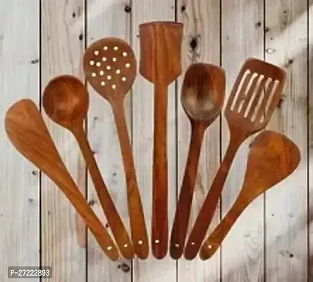 Set Of 7 Cooking Utensil Set Non Stick Pan Kitchen Tool Wooden Cooking Spoons And Spatulas Wooden Spoons For Cooking Spoon