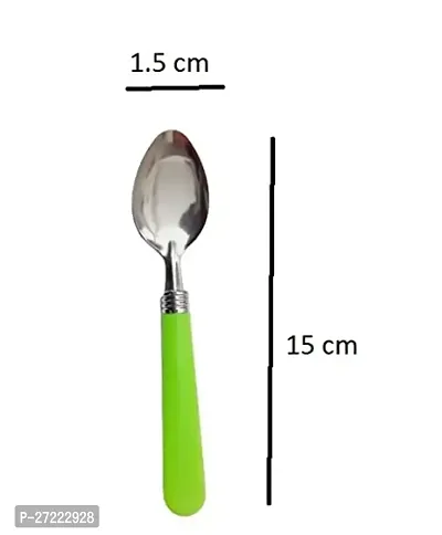 6pcs  Half Plastic Half Steel  Spoons Stainless Steel  with Plastic Handle (Assorted color)-thumb3