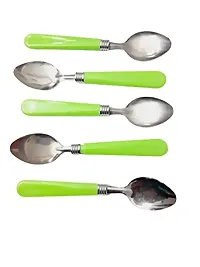 6pcs  Half Plastic Half Steel  Spoons Stainless Steel  with Plastic Handle (Assorted color)-thumb3