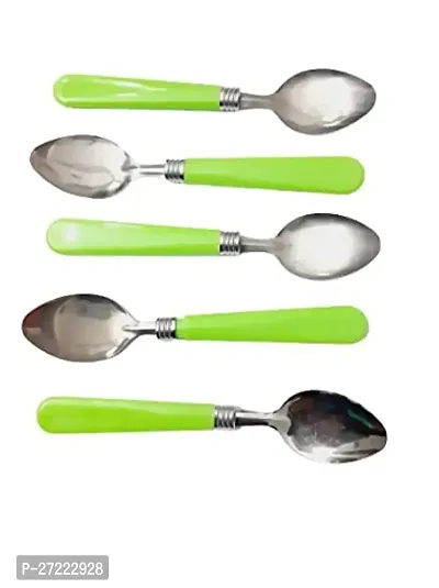 6pcs  Half Plastic Half Steel  Spoons Stainless Steel  with Plastic Handle (Assorted color)-thumb4