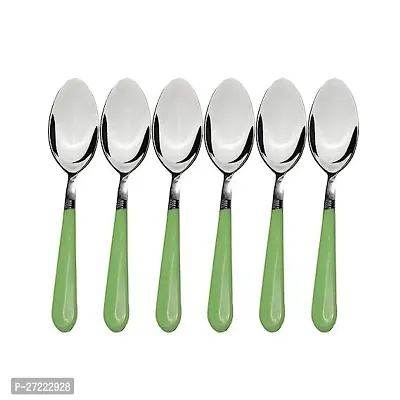6pcs  Half Plastic Half Steel  Spoons Stainless Steel  with Plastic Handle (Assorted color)