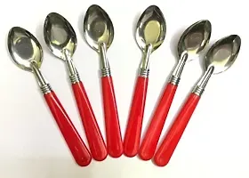 6pcs  Half Plastic Half Steel  Spoons Stainless Steel  with Plastic Handle (Assorted color)-thumb1