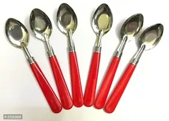 6pcs  Half Plastic Half Steel  Spoons Stainless Steel  with Plastic Handle (Assorted color)-thumb2