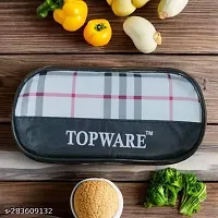 3 Container Tiffin Steel Lunch Box With Plastic Microwaveable Chapati Container With Mix Color Insulated Bag-thumb2