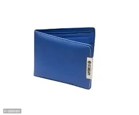Designer Blue Rexine Solid Two Fold Wallet For Men