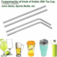 Steel Straws + Straw Cleaning Brush | Straws for Drinking Juice | Metal Straw | Eco Friendly Products | Stainless Steel Straw | Strow | Straw for Kids | Reusable Straw | Steel Sipper with Straw-thumb3