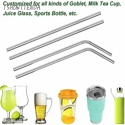 Steel Straws + Straw Cleaning Brush | Straws for Drinking Juice | Metal Straw | Eco Friendly Products | Stainless Steel Straw | Strow | Straw for Kids | Reusable Straw | Steel Sipper with Straw-thumb4