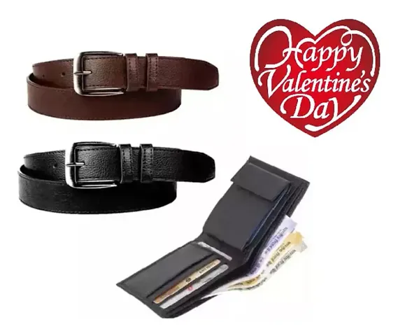 3 Pieces (2 belts Album Wallet) Valentine Gift Hamper