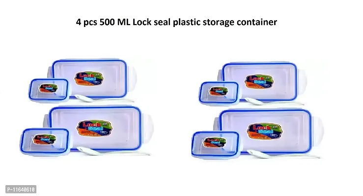 Topware  4-Piece 500ml . Rectangular Food Storage Container 4 way lock mix color Microwave safe