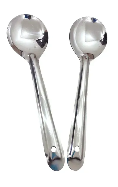 2 pcs Steel Serving Spoon Set for Dining, Cooking Spoon