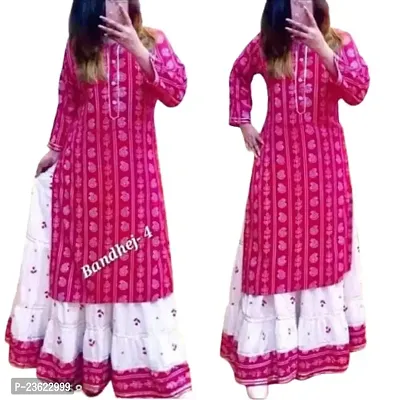 Women's Rayon Regular Kurta With Skirts (746746_Pink_L)-thumb0