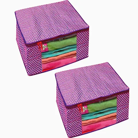 PerfectKrafts Saree Organiser for Cupboard Organizer in women?s wardrobe | Storage Saree Cover Bags for Home Organizer (Pack of 2)