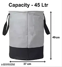 PerfectKrafts Waterproof Non Wovan Laundry Bag/Hamper|Metalic Printed With Handles|Foldable Bin (68S  45L, grey)-thumb4