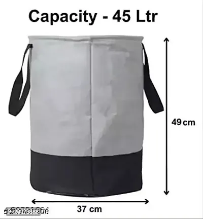 PerfectKrafts Waterproof Non Wovan Laundry Bag/Hamper|Metalic Printed With Handles|Foldable Bin (68S  45L, grey)-thumb5