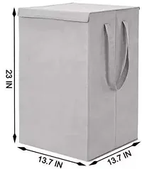 PerfectKrafts Waterproof Non Wovan Laundry Bag/Hamper|Metalic Printed With Handles|Foldable Bin (68S  45L, grey)-thumb3