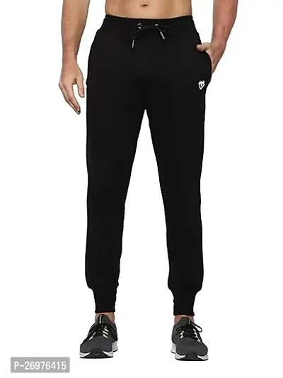 Comfortable Black Cotton Joggers For Men-thumb0