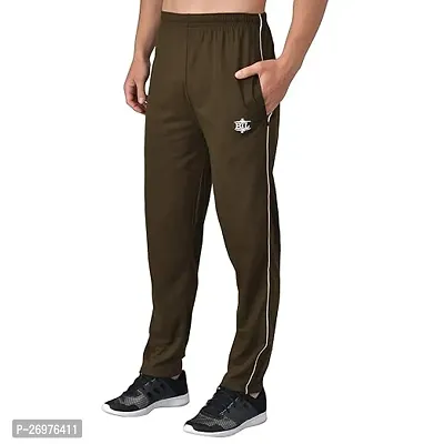 Comfortable Khaki Cotton Regular Track Pants For Men