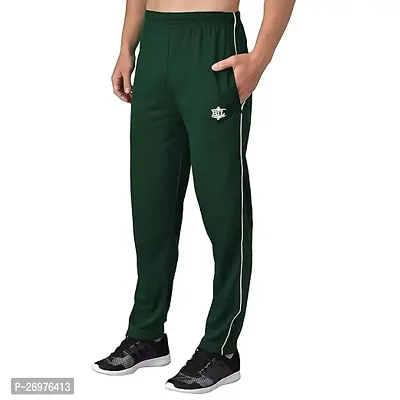 Comfortable Green Cotton Regular Track Pants For Men
