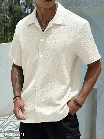 Stylish Cotton Solid Short Sleeves Casual Shirts For Men-thumb0