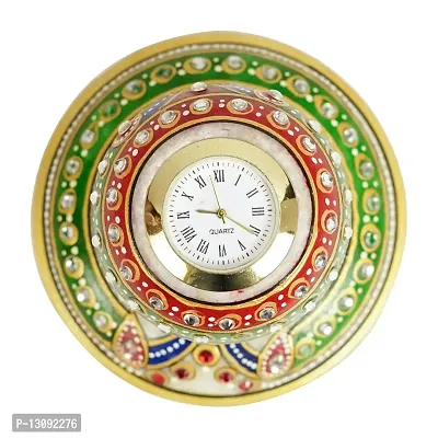Rajasthani Haat and Craft Marble dust Table Watch with Handcrafted Golden Minakari iWork (Table d?cor) gigting Range-thumb4