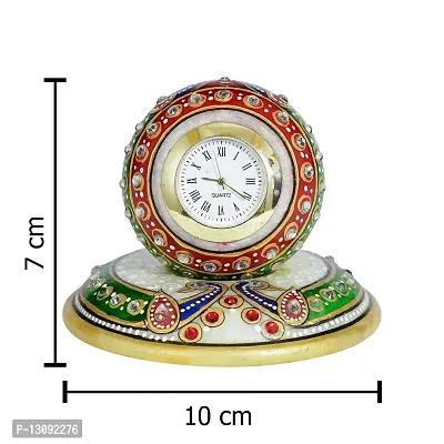 Rajasthani Haat and Craft Marble dust Table Watch with Handcrafted Golden Minakari iWork (Table d?cor) gigting Range-thumb3