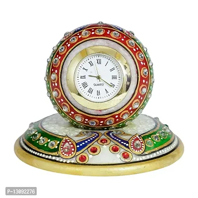 Rajasthani Haat and Craft Marble dust Table Watch with Handcrafted Golden Minakari iWork (Table d?cor) gigting Range-thumb0